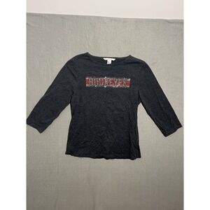 BELLE POINTE Women's S Ohio State Buckeyes Rhinestone 3/4 Sleeve Top T-Shirt